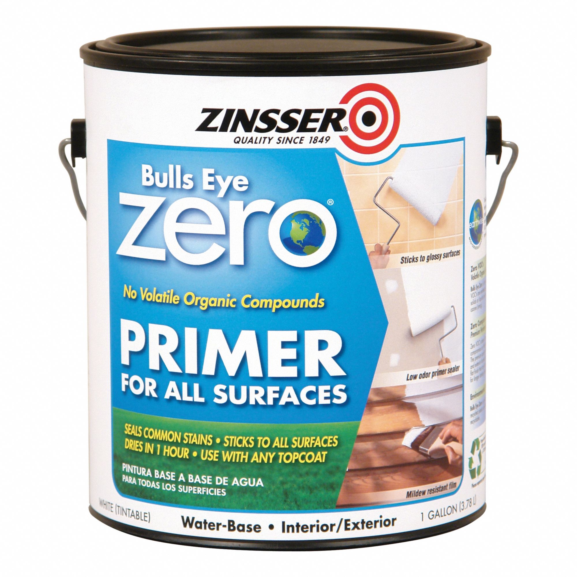 Primer: Exterior/Interior, White, Primer, Water, Flat, White, 1 gal Container Size