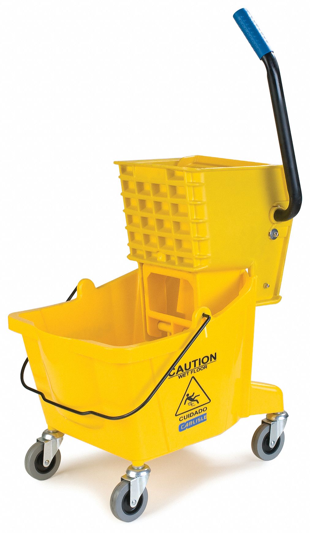 Mop Bucket and Wringer, Yellow, 6 1/2 gal