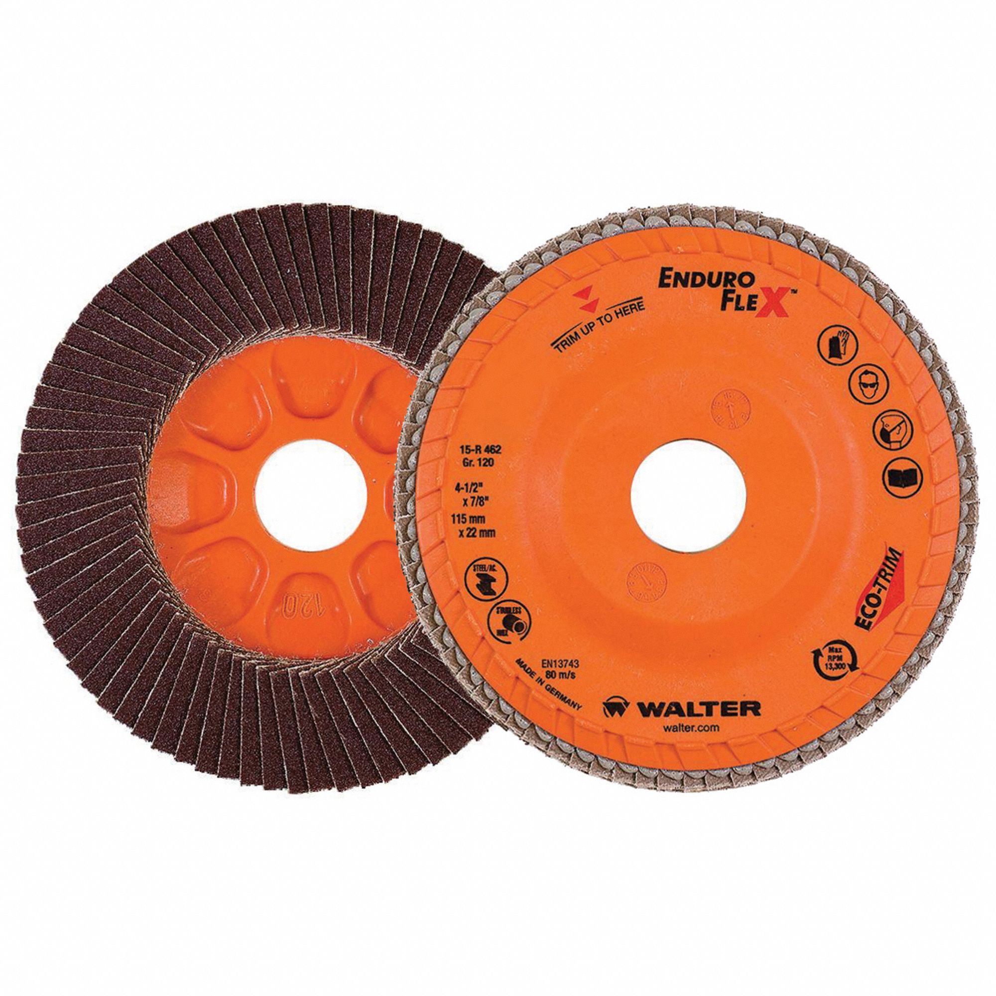 WALTER SURFACE TECHNOLOGIES, Type 27, 4 1/2 in x 7/8 in, Flap Disc