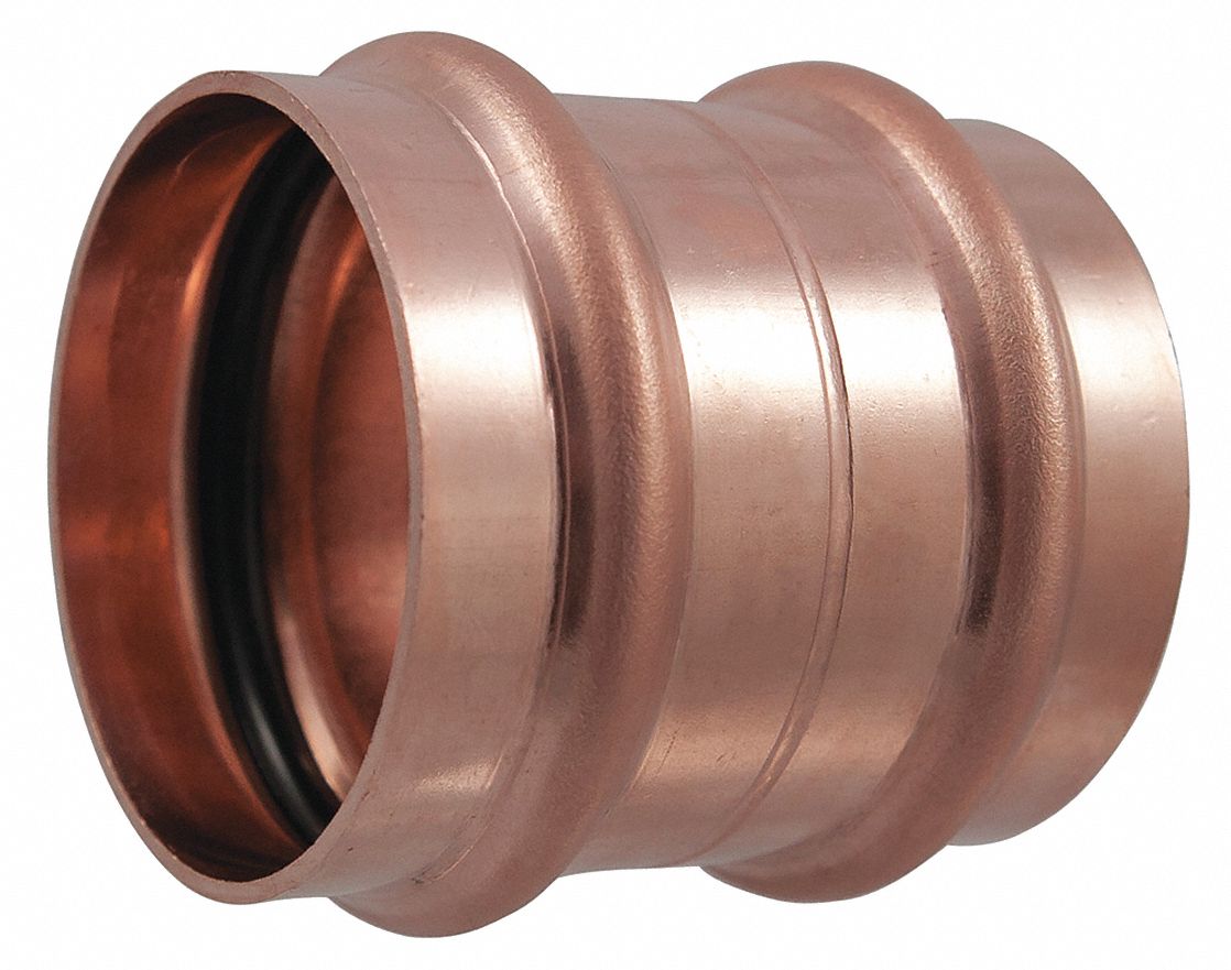 Crimp Coupling Fitting: Straight, 3 in CTS x 3 in CTS size, Press-fit x Press-fit, Copper