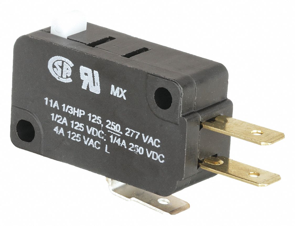 Miniature Snap Action Switch: Plunger Actuator, 1NO/1NC, Quick Connect