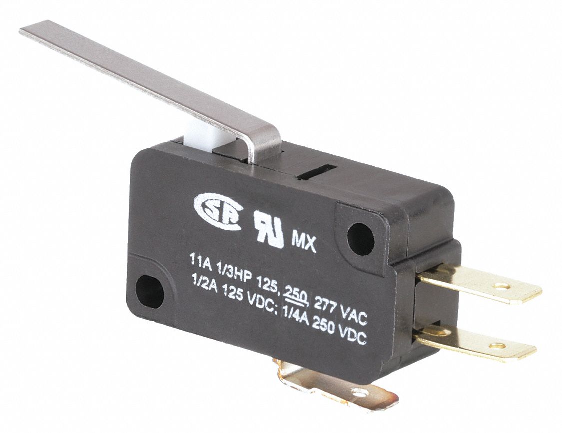 Miniature Snap Action Switch: Lever Actuator, 1NO/1NC, Quick Connect