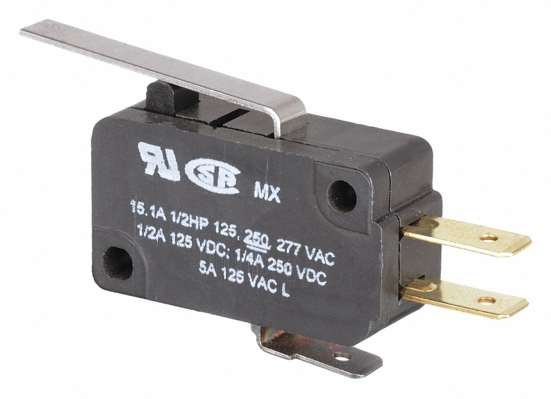 Miniature Snap Action Switch: Lever Actuator, 1NO/1NC, Quick Connect