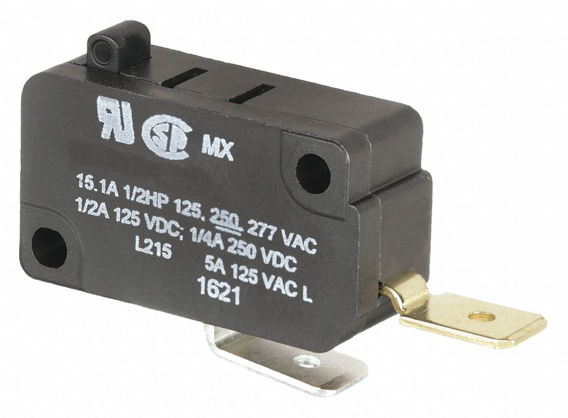 Miniature Snap Action Switch: Plunger Actuator, 1NO, Quick Connect