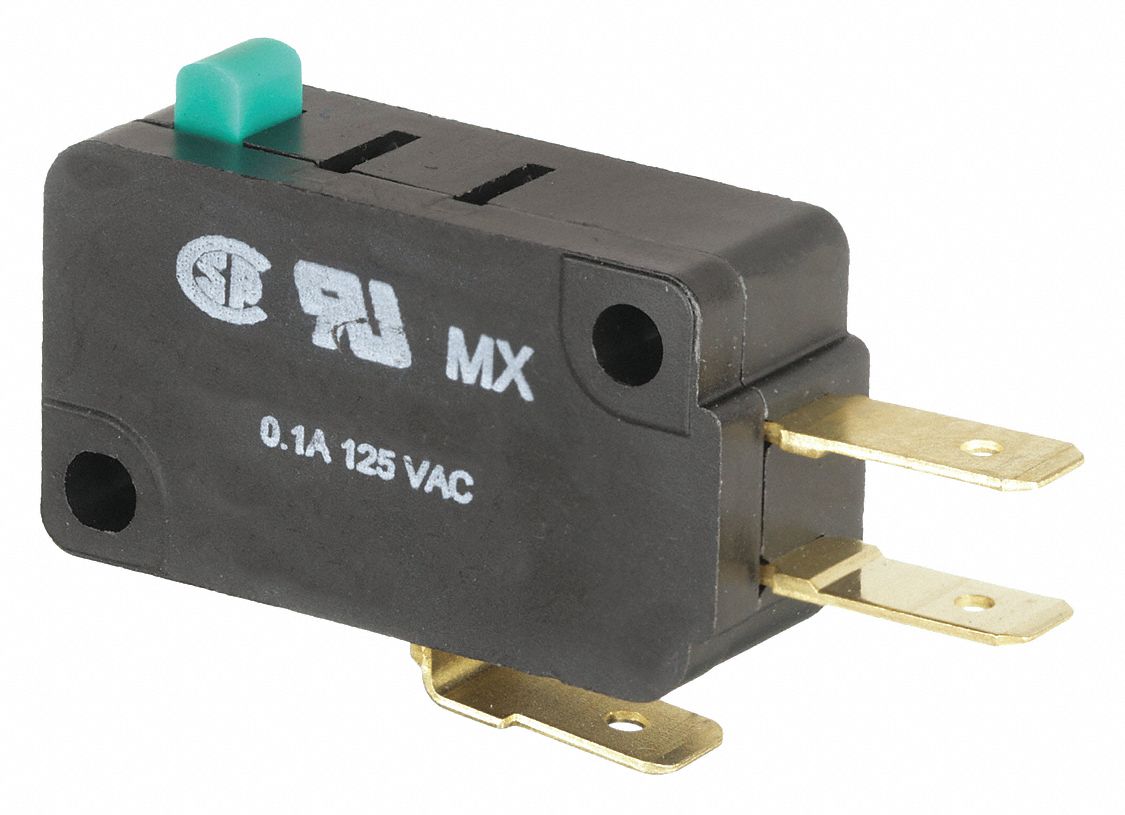 Miniature Snap Action Switch: Plunger Actuator, 1NO/1NC, Quick Connect