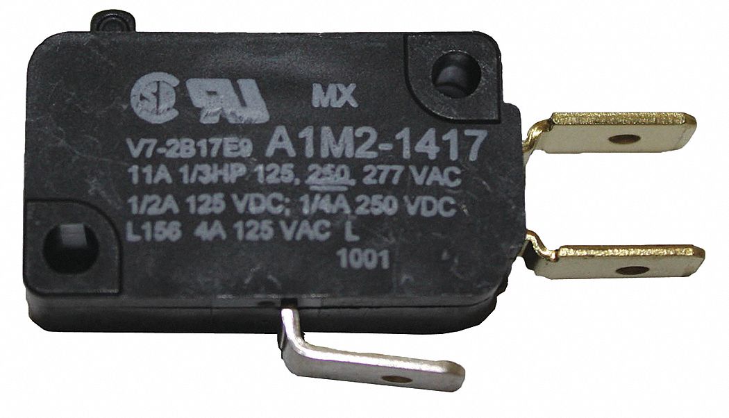 Miniature Snap Action Switch: Plunger Actuator, 1NO/1NC, Quick Connect