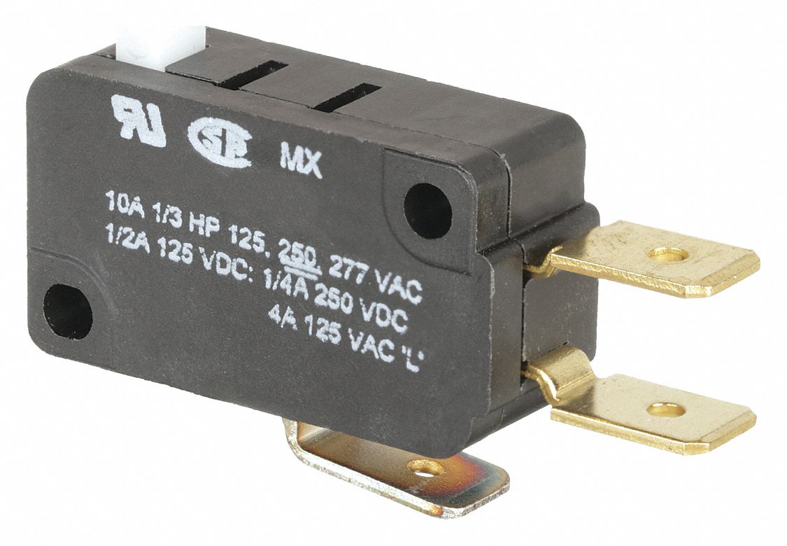 Miniature Snap Action Switch: Plunger Actuator, 1NO/1NC, Quick Connect