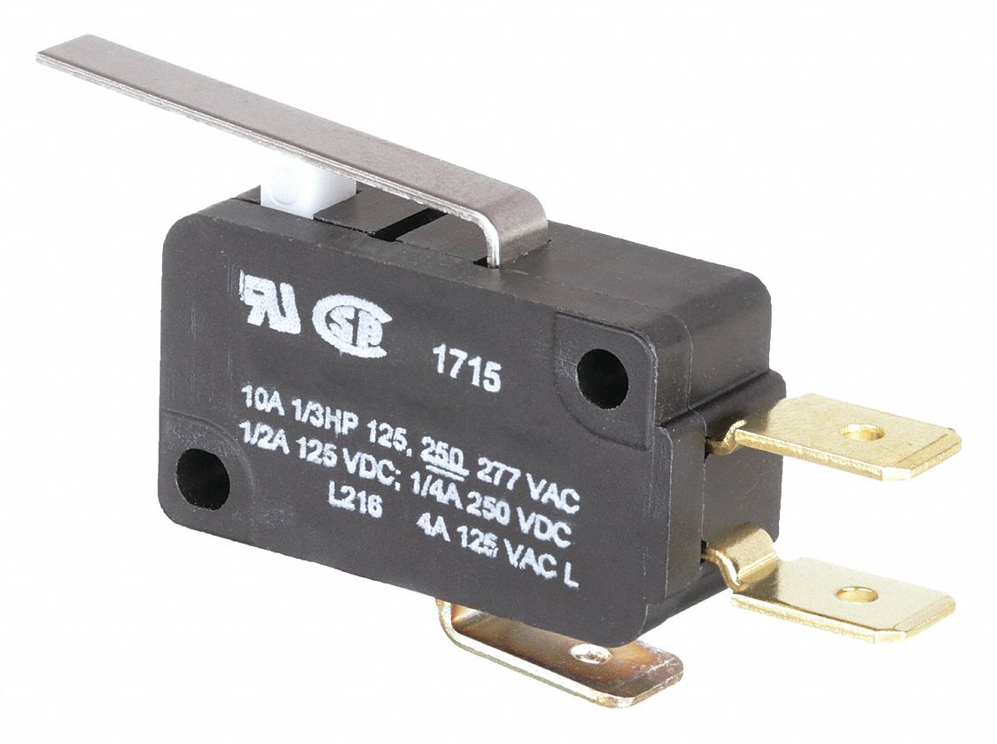 Miniature Snap Action Switch: Lever Actuator, 1NO/1NC, Quick Connect