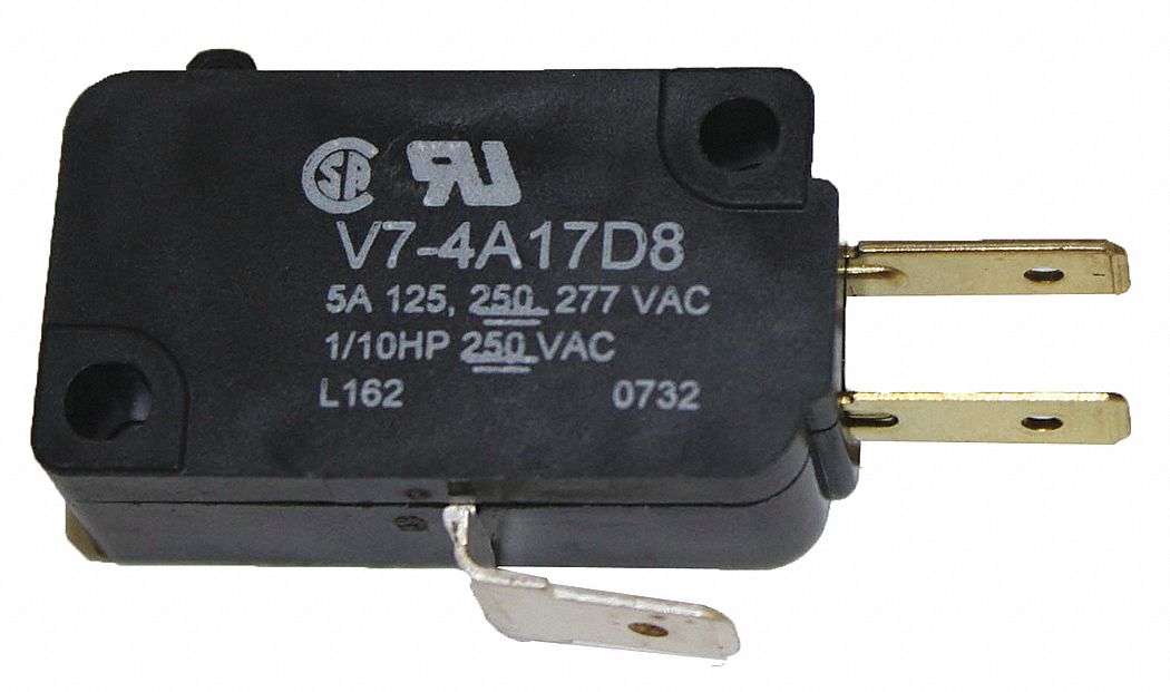 Miniature Snap Action Switch: Plunger Actuator, 1NO/1NC, Quick Connect