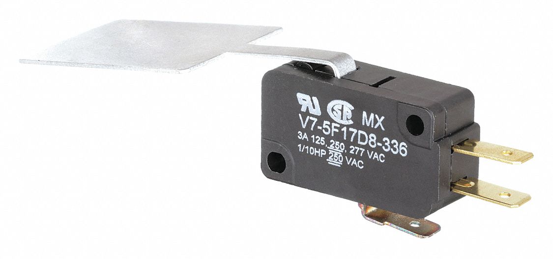 Miniature Snap Action Switch: Lever Actuator, 1NO/1NC, Quick Connect