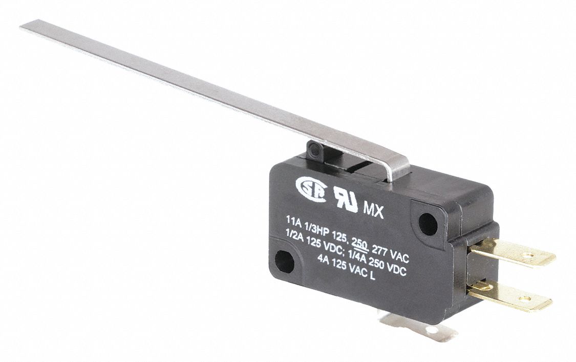 Miniature Snap Action Switch: Lever Actuator, 1NO/1NC, Quick Connect