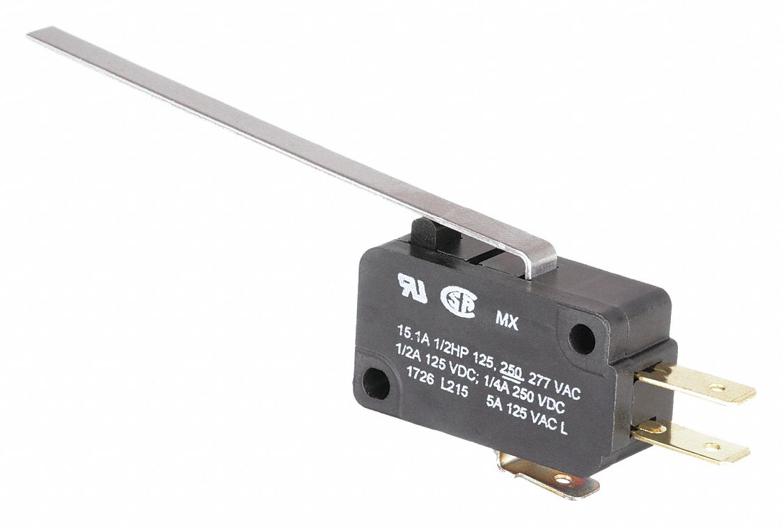 Miniature Snap Action Switch: Lever Actuator, 1NO/1NC, Quick Connect