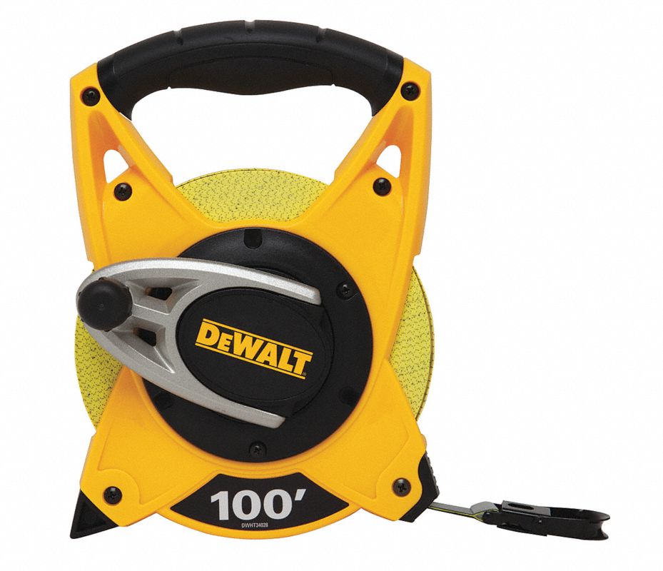 DEWALT Cinta Métrica Larga 100 pies Sin Bloqueo Gancho Plegable