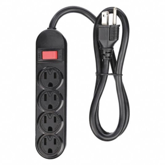Outlet Strip, Home and Office, Plastic, 4 Total Number of Outlets, 15.0 ...