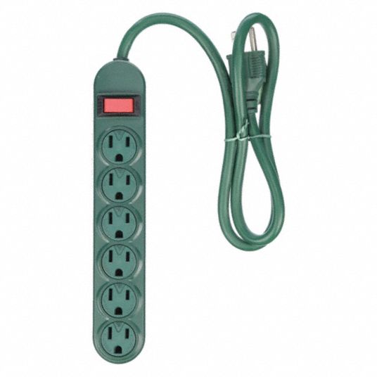 Outlet Strip, Home and Office, Plastic, 6 Total Number of Outlets, 15.0 ...