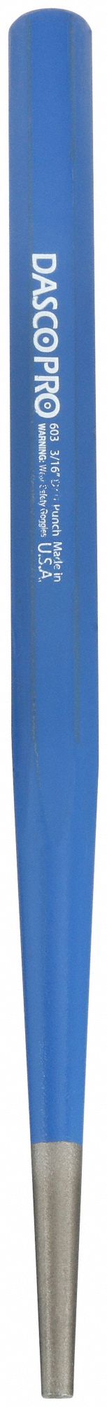 DRIFT PUNCH, 1/8 IN TIP SIZE, HEXAGON, 8 IN OVERALL L, 3 1/4 IN TAPER L
