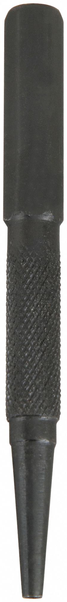 NAIL SET, 4 IN OVERALL L, 3/32 IN TIP SIZE, KNURLED GRIP, BLACK OXIDE