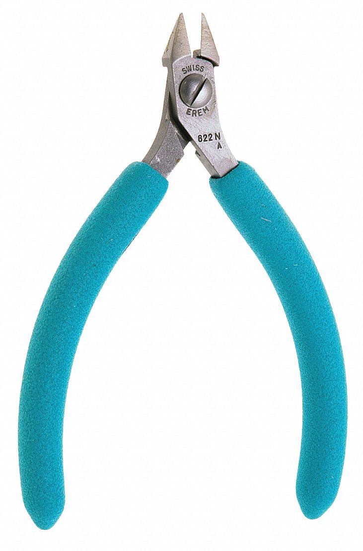 DIAGONAL CUTTING PLIER, INSULATED, FLUSH, ANGLED, POINTED, 3/8 IN JAW L, 5/8 IN JAW W
