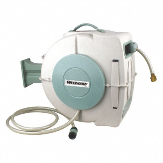 Spring Return Garden Hose Reel: 65 ft (1/2 in I.D.), 3/4 in FNPT, 150 psi  Max Op Pressure