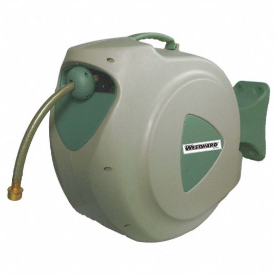 WESTWARD Spring Return Garden Hose Reel, Garden Hoses, 150 psi, 60 psi, Hose Capacity 65 ft (5/8