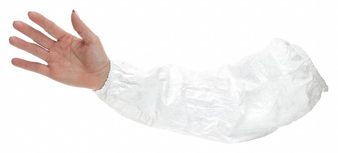 DISPOSABLE SLEEVE, TYVEK ISOCLEAN, 18 IN, 5 MIL THICK, WHITE, 100 PK