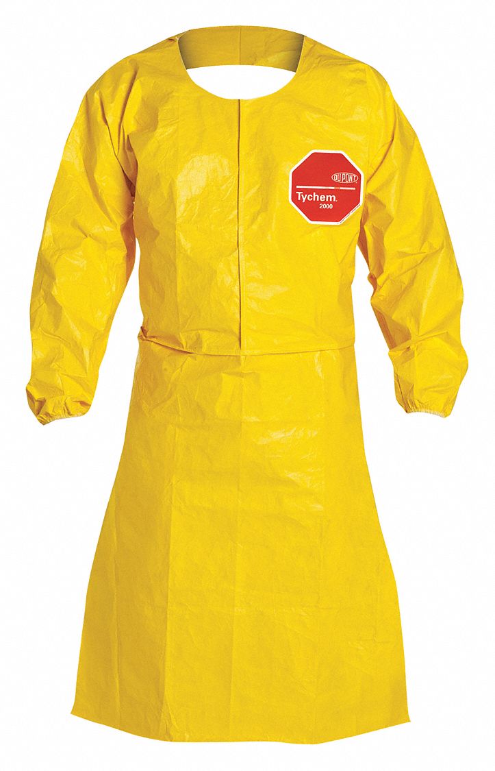 SLEEVED APRON, YELLOW, L, TYCHEM 2000, 10 MIL THICK, BOUND