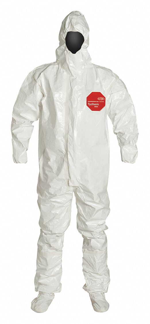 COMBINAISON,TYCHEM 4000,RABATS BOTTES/CHAUSS,POIGNETS/CHEVILLES ÉLASTIQUES,COUTURES ÉTANCHES,4TG,6/PQT