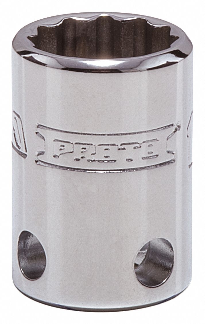 Socket: Metric, 3/8 in Drive Size, 14 mm Socket Size, 12-Point, Deep, Chrome, Tether Ready