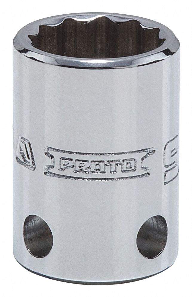 Socket: SAE, 3/8 in Drive Size, 9/16 in Socket Size, 12-Point, Deep, Chrome, Tether Ready