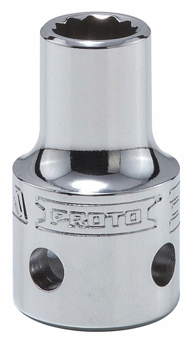 Socket: SAE, 1/2 in Drive Size, 3/8 in Socket Size, 12-Point, Std, Chrome, Tether Ready
