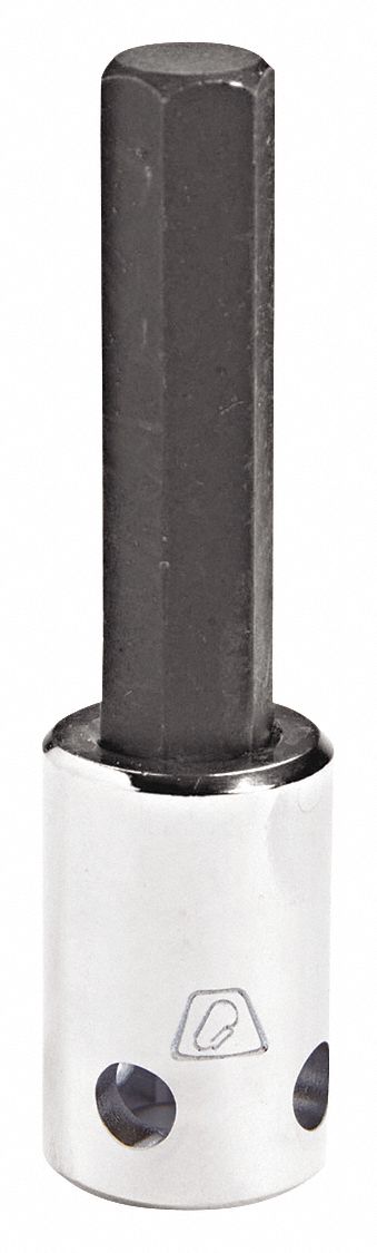 Socket Bit: 1/2 in Drive Size, Hex Tip, 1/2 in Tip Size, 3 5/8 in Overall Lg, Fixed Insert