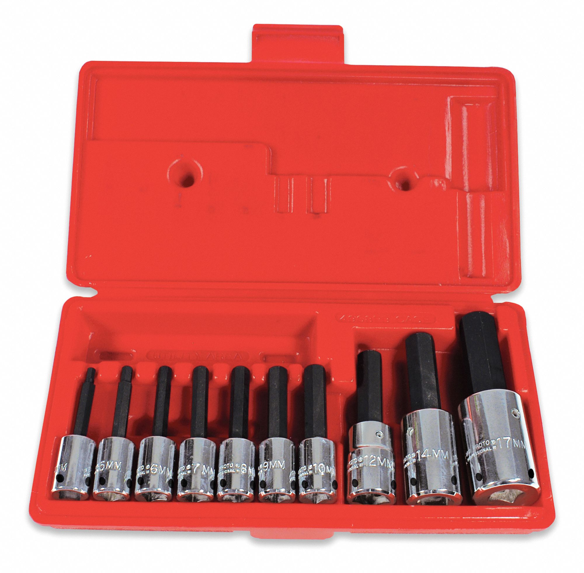PROTO Impact Socket Bit Set, Tip Size 10 mm, 12 mm, 14 mm, 17 mm, 4 mm ...
