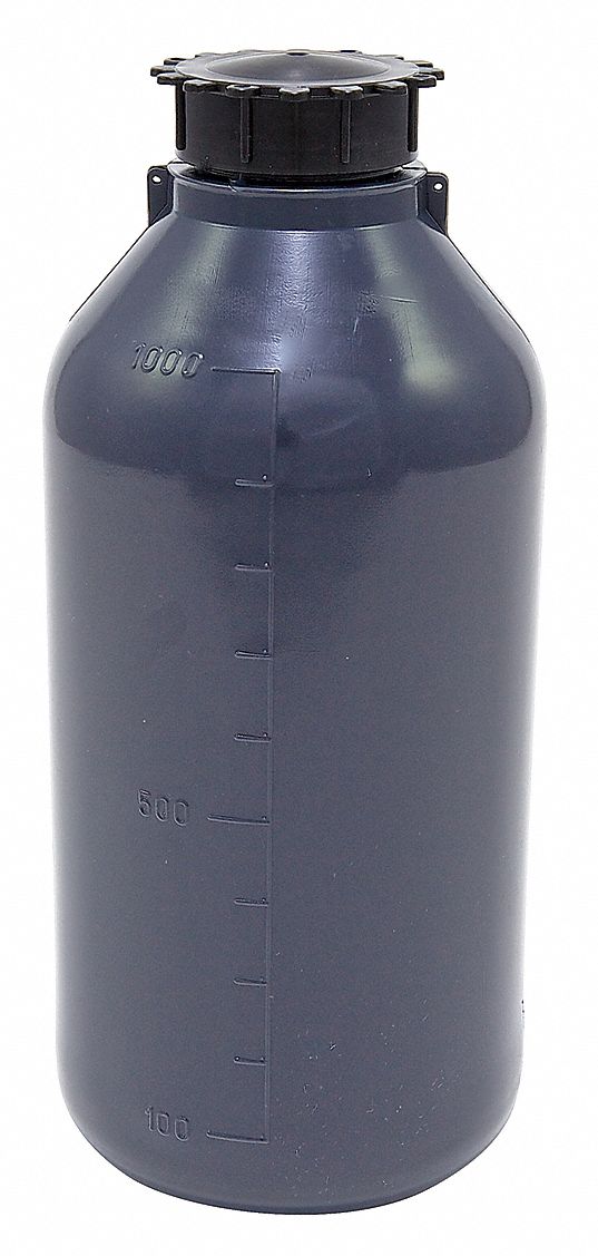 Bottle, 208 mm H, Gray, 93 mm Dia, PK10
