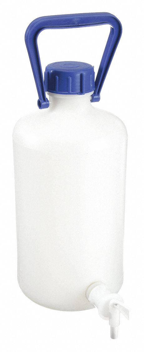 CARBOY, 5 L CAPACITY, 1.32 GAL CAPACITY, SCREW ON/SPIGOT, HDPE, INTEGRAL SHOULDER HANDLE