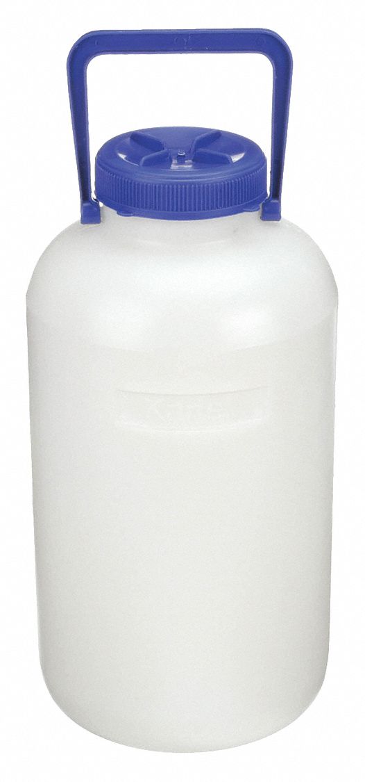 CARBOY, 10 L CAPACITY, 2.64 GAL CAPACITY, SCREW ON, HDPE, INTEGRAL SHOULDER HANDLE, WHITE