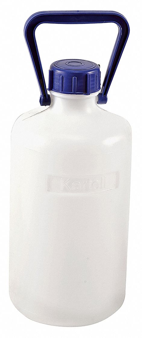 CARBOY, 10 L CAPACITY, 2.64 GAL CAPACITY, SCREW ON, HDPE, INTEGRAL SHOULDER HANDLE, WHITE