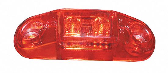 MINI LED CLEARANCE/MARKER LAMP, OVAL, SEALED, 2-DIODE, RED, 2.6 X 3/4 X 5/8 IN