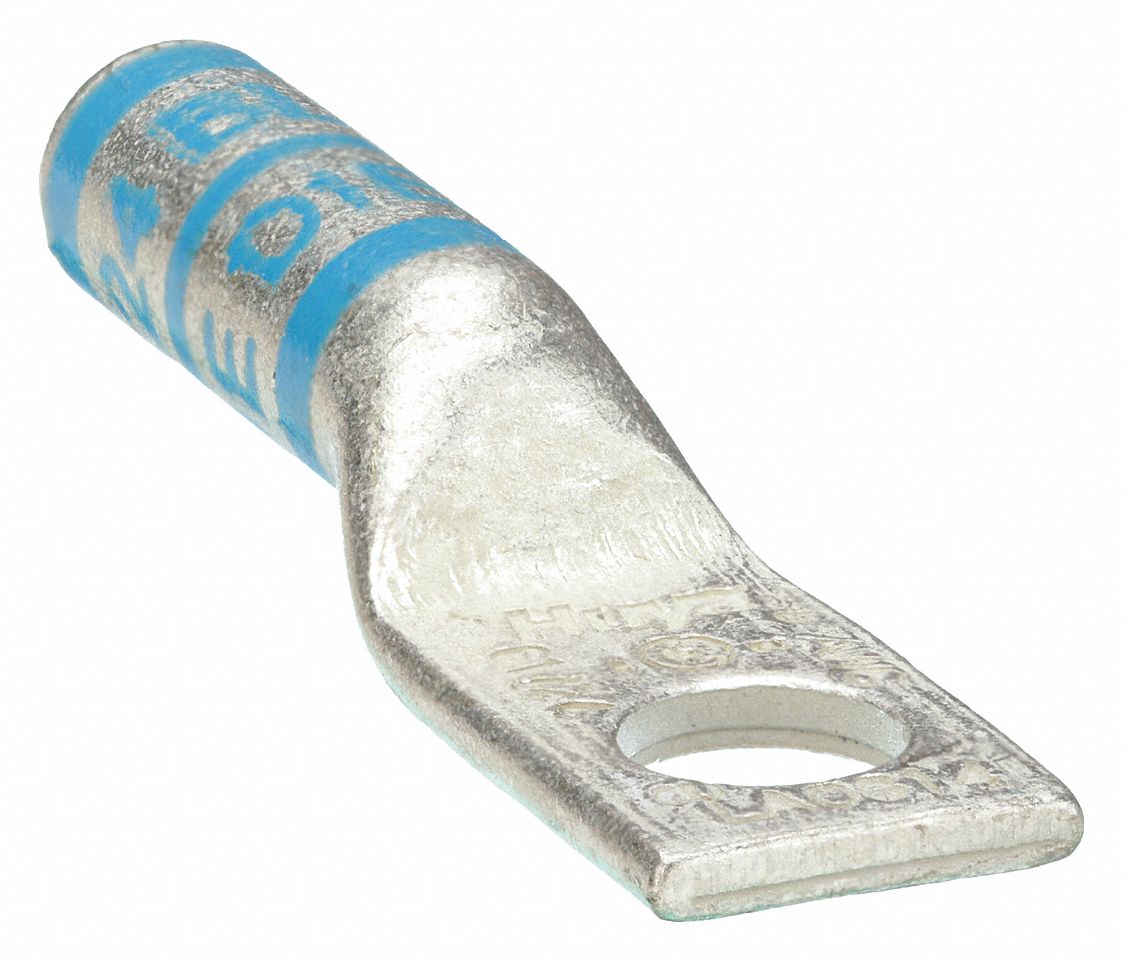 ONE-HOLE LUG COMPRESSION CONNECTOR, 6 AWG MAX WIRE SIZE, ¼ IN STUD SIZE