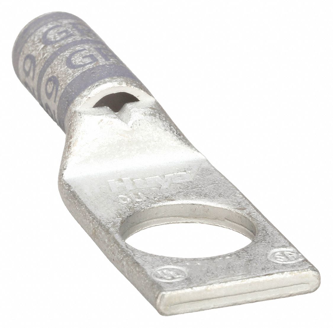 ONE-HOLE LUG COMPRESSION CONNECTOR, 4 AWG MAX WIRE SIZE, ⅜ IN STUD SIZE