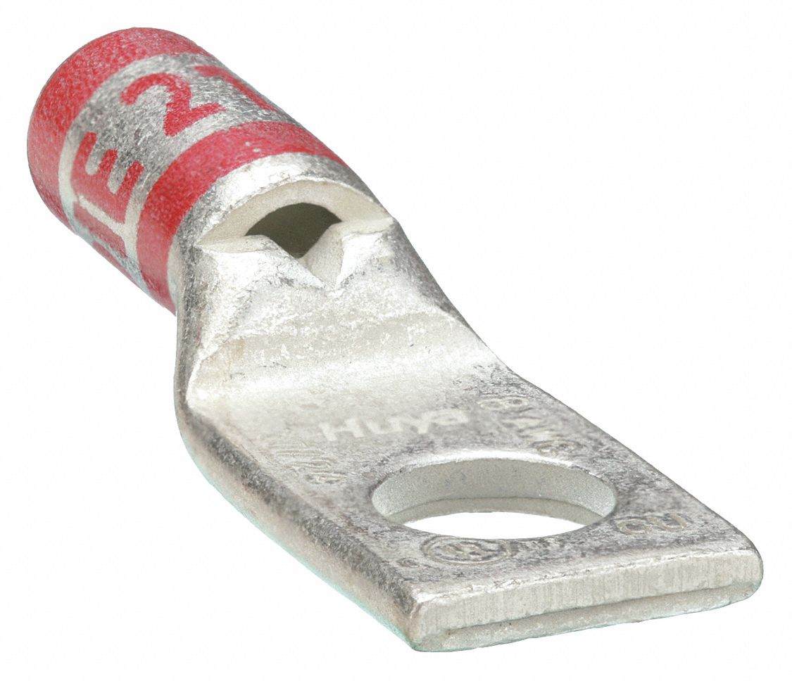 ONE-HOLE LUG COMPRESSION CONNECTOR, 8 AWG MAX WIRE SIZE, ¼ IN STUD SIZE