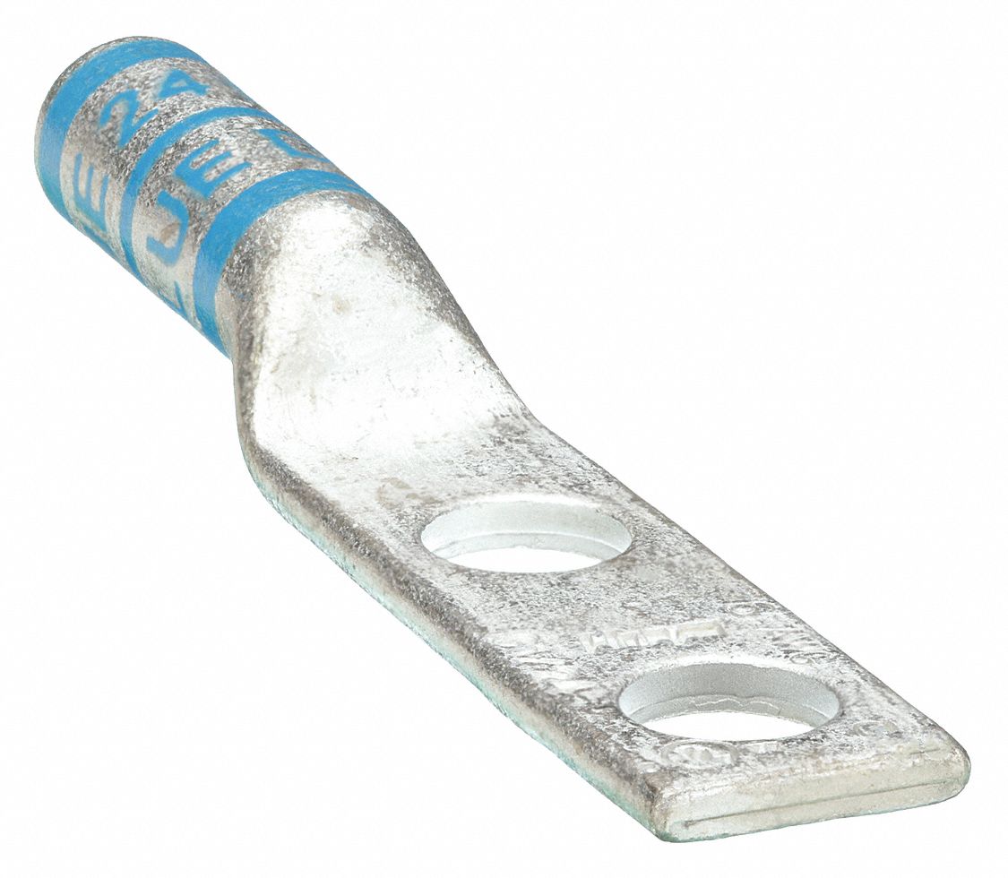 TWO-HOLE LUG COMPRESSION CONNECTOR, 6 AWG MAX WIRE SIZE, ½ IN STUD SIZE