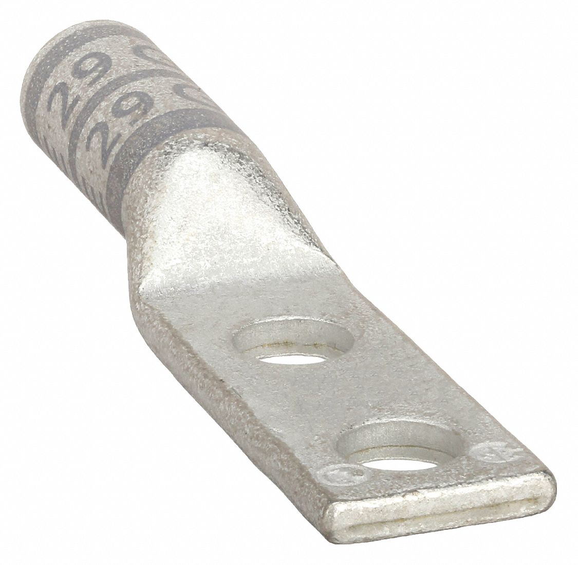 TWO-HOLE LUG COMPRESSION CONNECTOR, 4 AWG MAX WIRE SIZE, ¼ IN STUD SIZE, ⅞ IN STRIP L