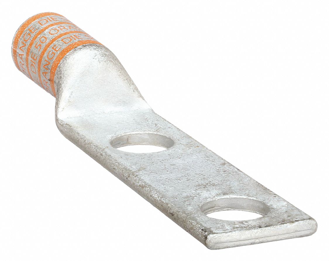 TWO-HOLE LUG COMPRESSION CONNECTOR, 3/0 AWG MAX WIRE SIZE, ¼ IN STUD SIZE