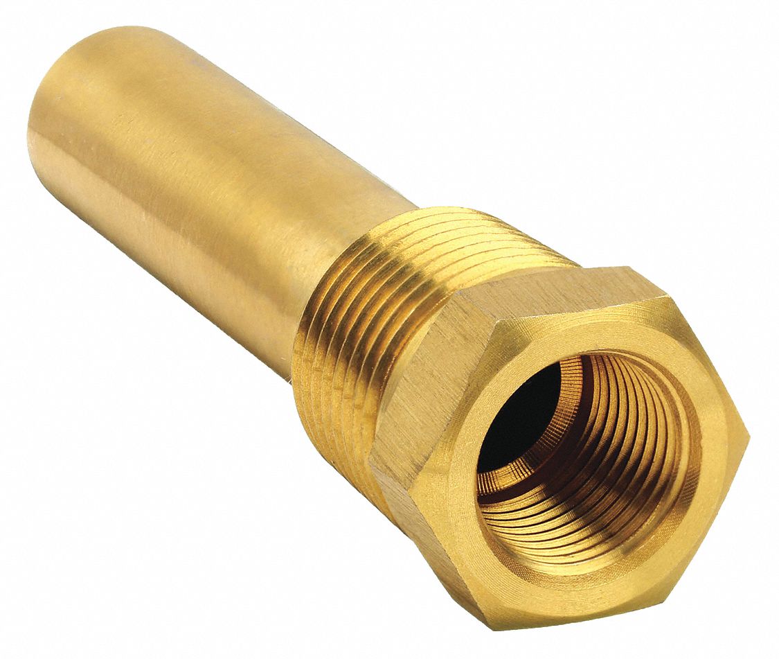 INDUSTRIAL THERMOWELL,BRASS,5/8-18