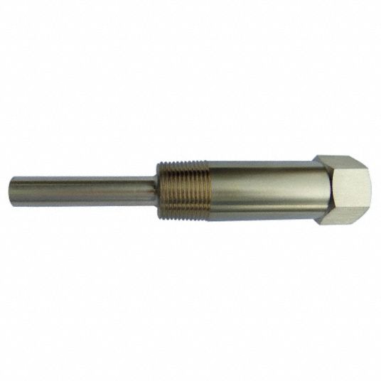 GRAINGER APPROVED Threaded Thermowell, Brass, Shank Type Stepped, 3/4
