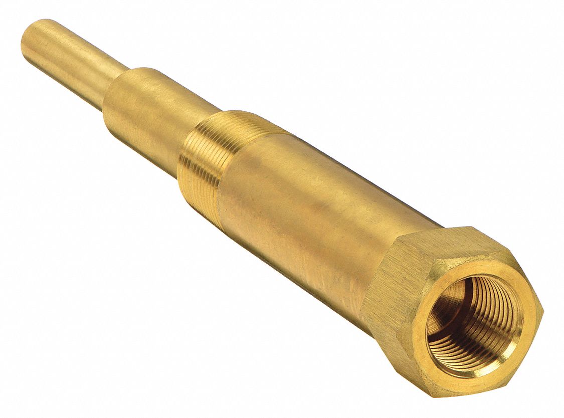 Threaded Thermowell: Brass, For 18 in Stem Lg, 18 in Insertion Lg, 5, 000 psi at 60°F