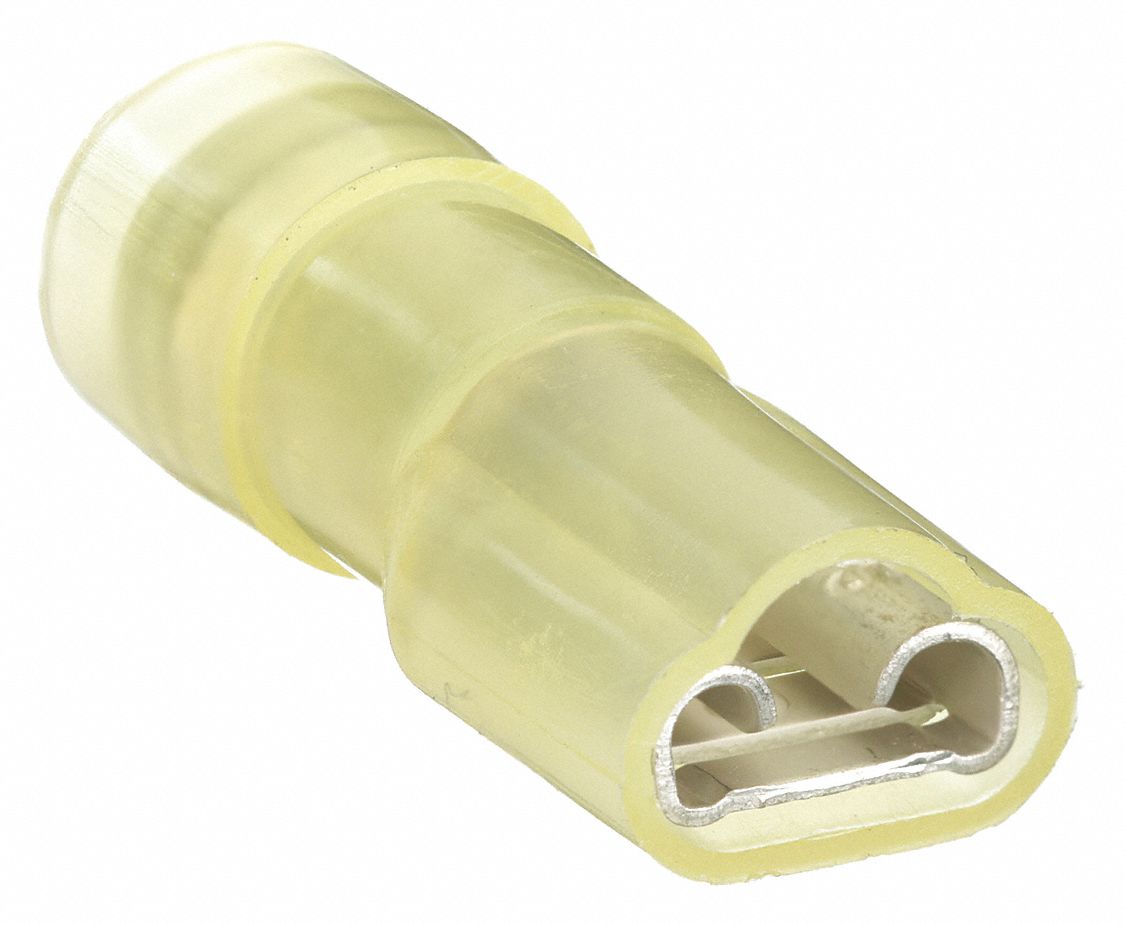 FEMALE DISCONNECT WITH COPPER SLEEVE, YELLOW, NYLON, FULL COVERAGE, 50 PK