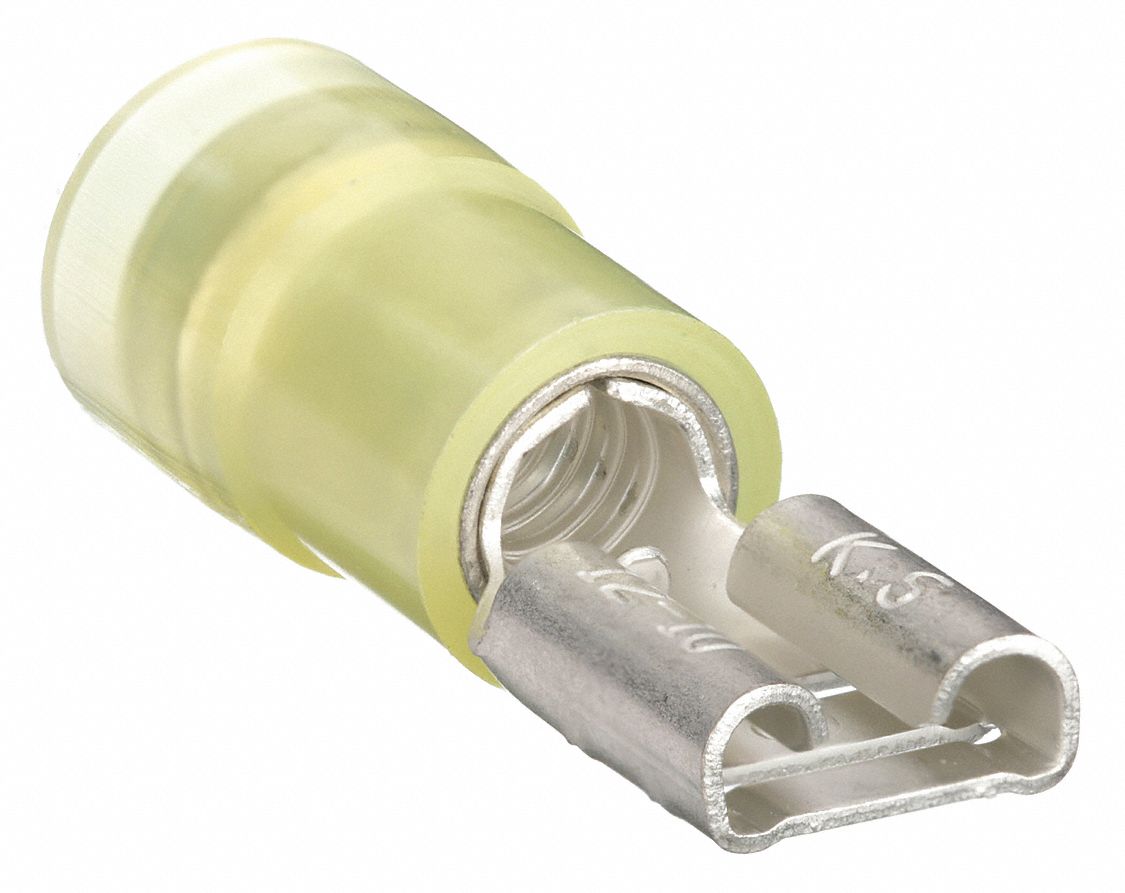 FEMALE DISCONNECT WITH COPPER SLEEVE, YELLOW, NYLON, PARTIAL COVERAGE, 50 PK