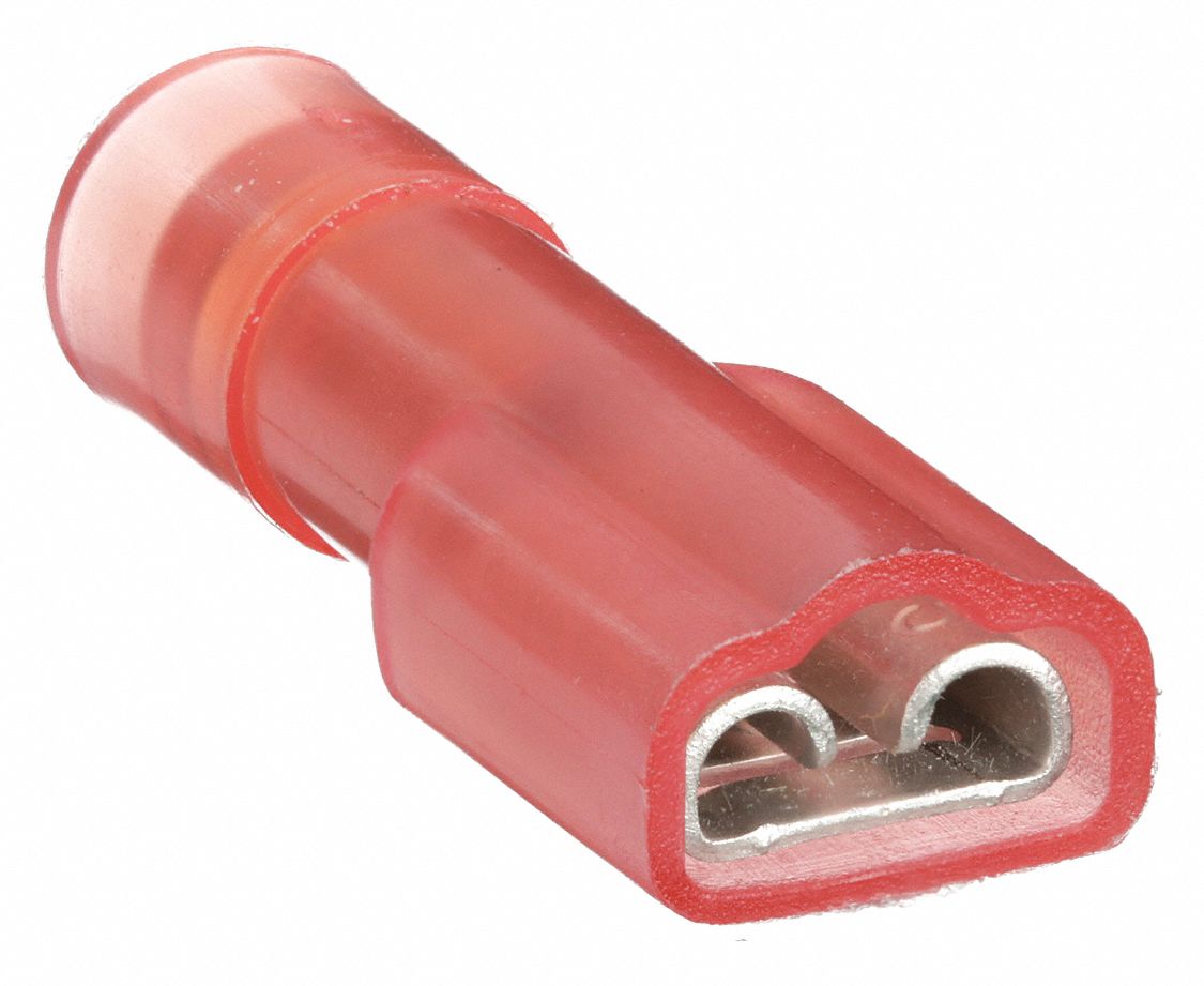 FEMALE DISCONNECT WITH COPPER SLEEVE, RED, NYLON, FULL COVERAGE, 100 PK