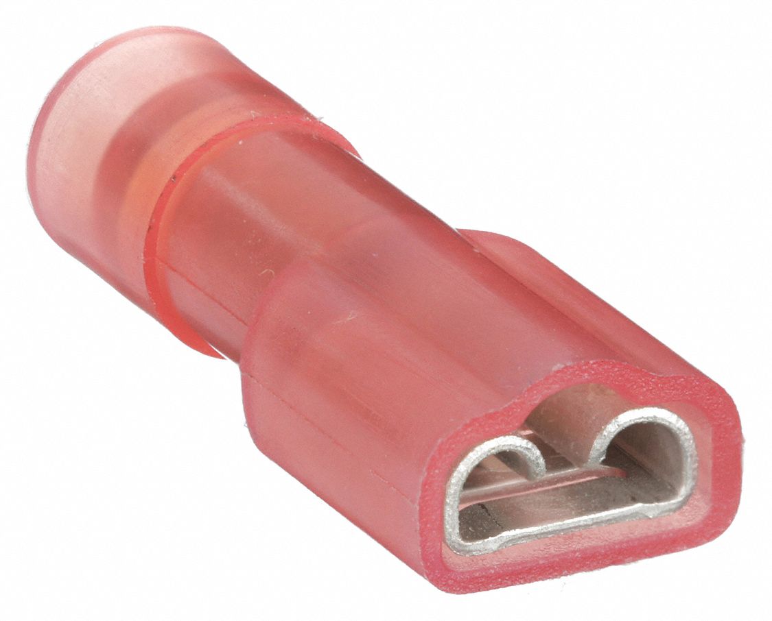 FEMALE DISCONNECT WITH COPPER SLEEVE, RED, NYLON, FULL COVERAGE, FEMALE SOCKET, 100 PK